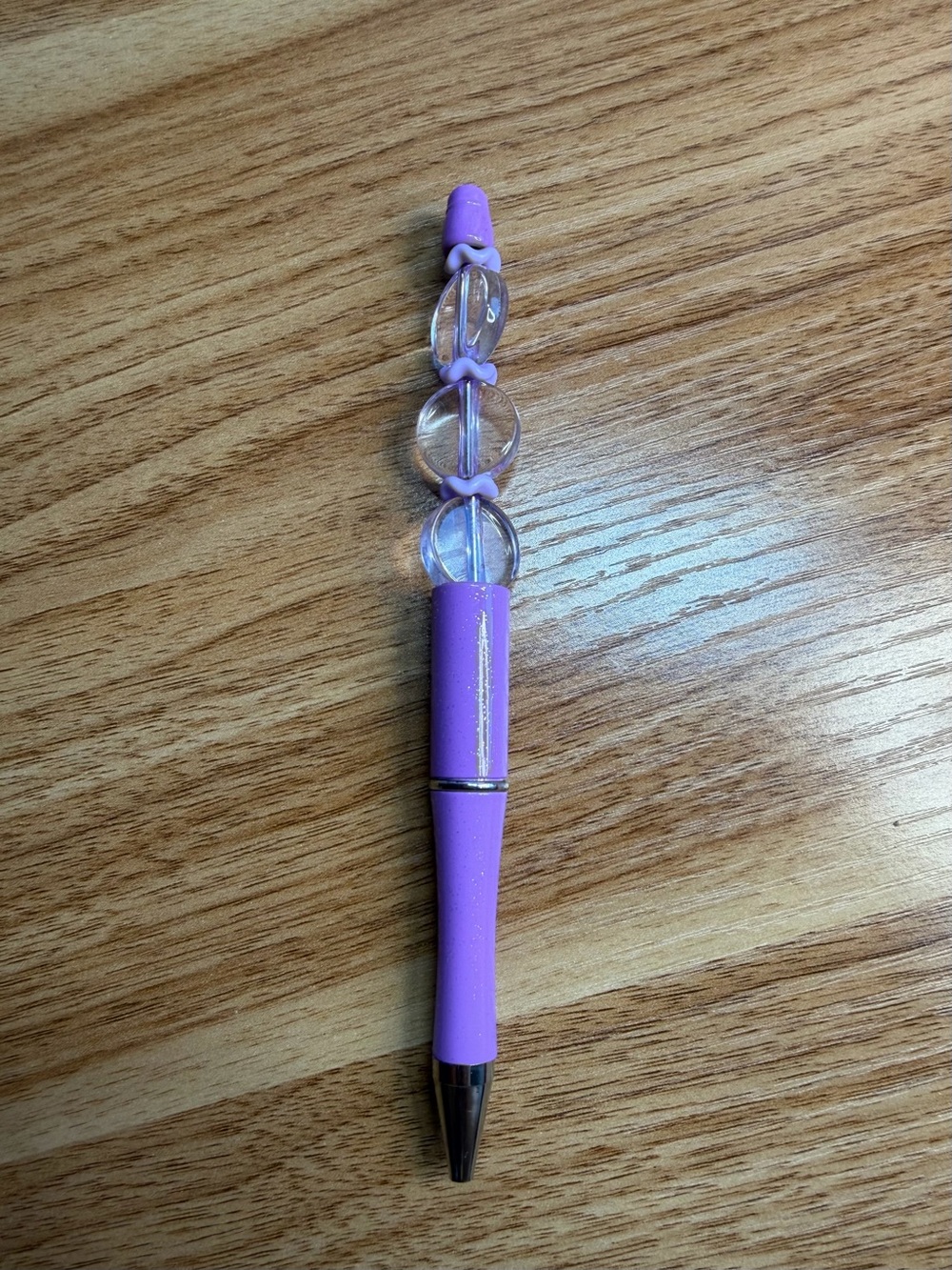 Sparkling Purple Beaded Pen with Purple Crystal Accents